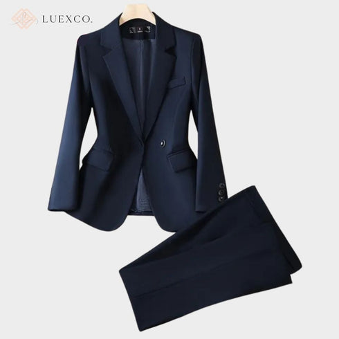 Luexco Women's Professional Suit Pants and Blazer Formal Set Navy
