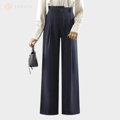 Luexco Women's Wide Straight Leg Trousers Navy