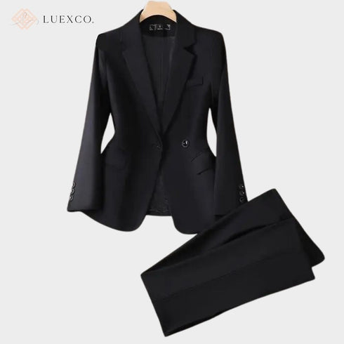 Luexco Women's Professional Suit Pants and Blazer Formal Set Black