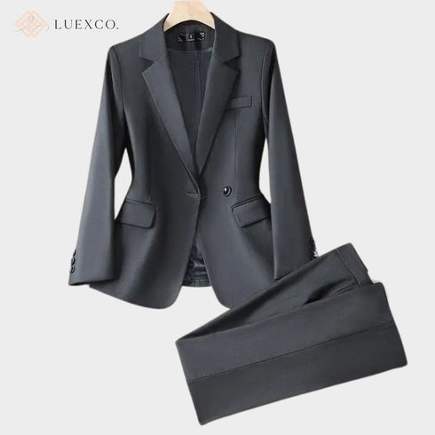 Luexco Women's Professional Suit Pants and Blazer Formal Set Grey