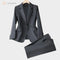 Luexco Women's Professional Suit Pants and Blazer Formal Set Grey