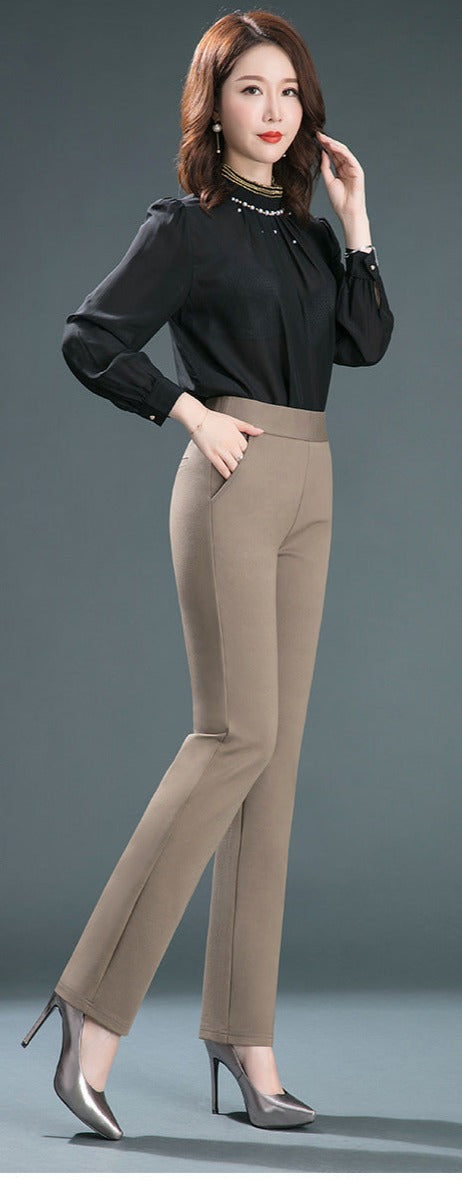 Luexco Women's Pencil Pants Slimming Stretch Khaki