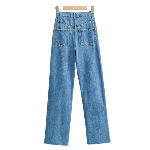 Luexco Women's Wide Leg Jeans High Waist Blue Back