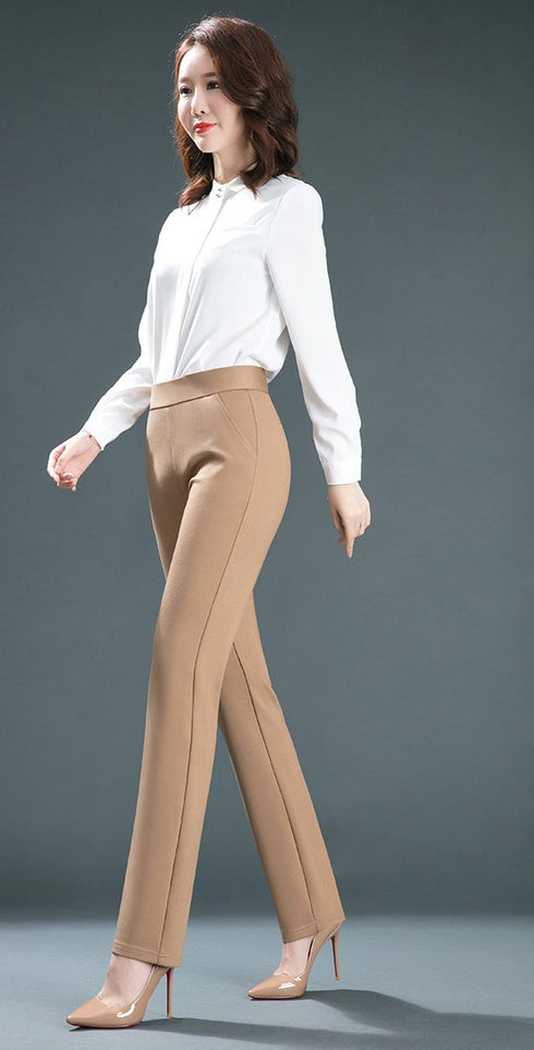 Luexco Women's Pencil Pants Slimming Stretch Camel