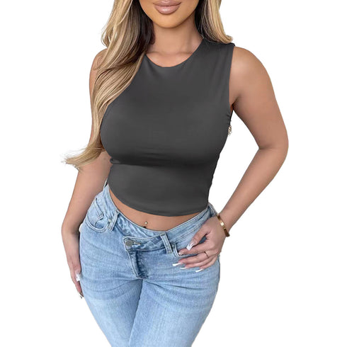 Luexco Leisure Comfortable Solid Color Tank Top Dark Grey