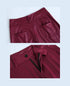 Luexco High Waist PU Leather Pant Belted Sash Burgundy Close-Up