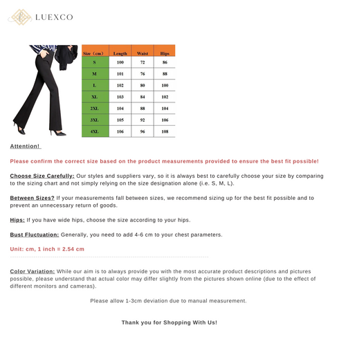 Luexco Women's Flared Stretch High Waist Trousers