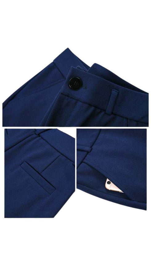 Luexco Women's Pencil Pants Slimming Stretch Navy Detail